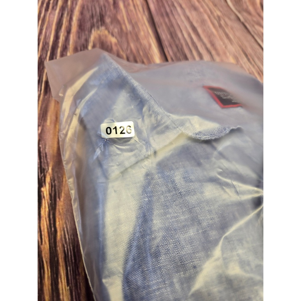 UNTUCKit Button Down Shirt Mens Medium Blue Linen Short Sleeve Slim Fit Wrinkle - Picture 7 of 8